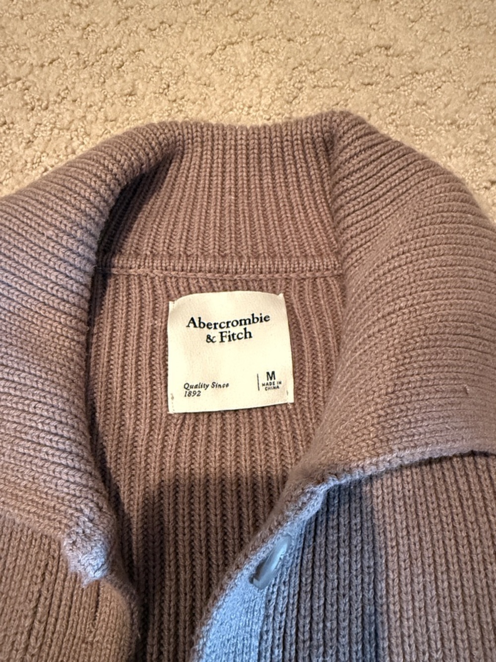 Abercrombie & Fitch Taupe Ribbed Button-Front Cardigan - Picture 2 of 3